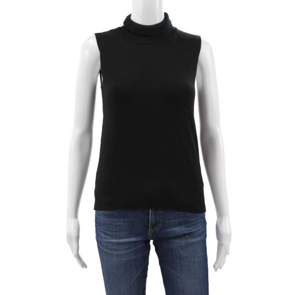 Sweewe Women Sleeveless Turtleneck Vest Sweater Black Size M